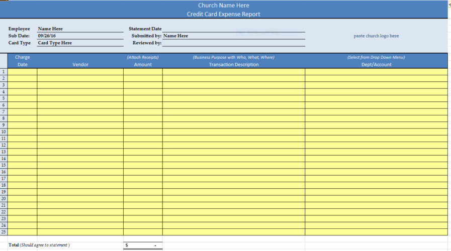 Resource - Credit Card Expense Template